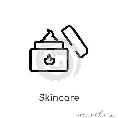 outline skincare vector icon. isolated black simple line element illustration from beauty concept. editable vector stroke skincare Vector Illustration