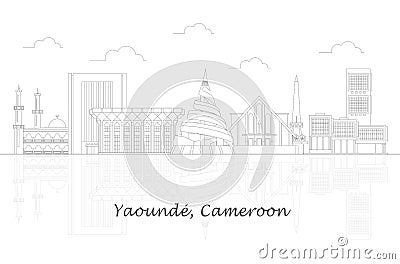 Outline Skyline panorama of city of Yaound?, Cameroon Vector Illustration