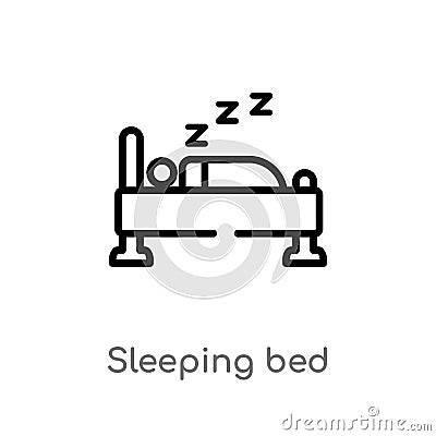 outline sleeping bed vector icon. isolated black simple line element illustration from other concept. editable vector stroke Vector Illustration