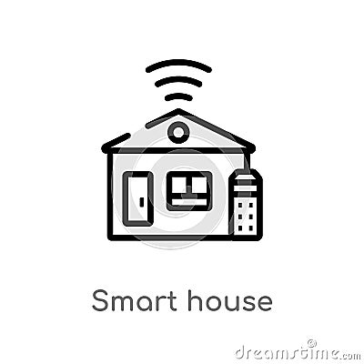 outline smart house vector icon. isolated black simple line element illustration from future technology concept. editable vector Vector Illustration