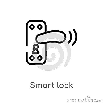 outline smart lock vector icon. isolated black simple line element illustration from smart home concept. editable vector stroke Vector Illustration