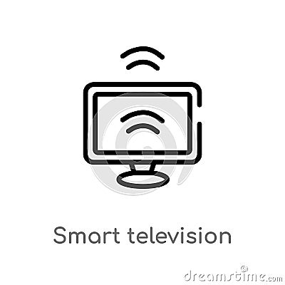 outline smart television vector icon. isolated black simple line element illustration from smart home concept. editable vector Vector Illustration