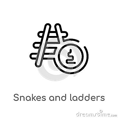 outline snakes and ladders vector icon. isolated black simple line element illustration from entertainment concept. editable Vector Illustration