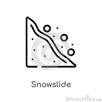 outline snowslide vector icon. isolated black simple line element illustration from nature concept. editable vector stroke Vector Illustration