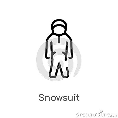 outline snowsuit vector icon. isolated black simple line element illustration from winter concept. editable vector stroke snowsuit Vector Illustration