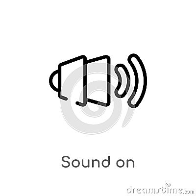 outline sound on vector icon. isolated black simple line element illustration from user interface concept. editable vector stroke Vector Illustration