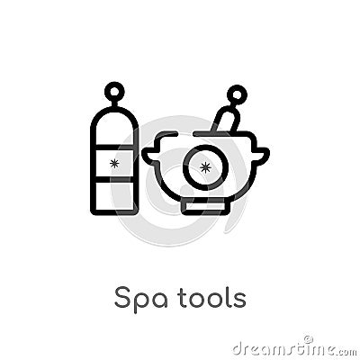 outline spa tools vector icon. isolated black simple line element illustration from beauty concept. editable vector stroke spa Vector Illustration