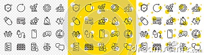 Outline Spanner, Usb stick and Voting ballot line icons. For web app. Vector Stock Photo