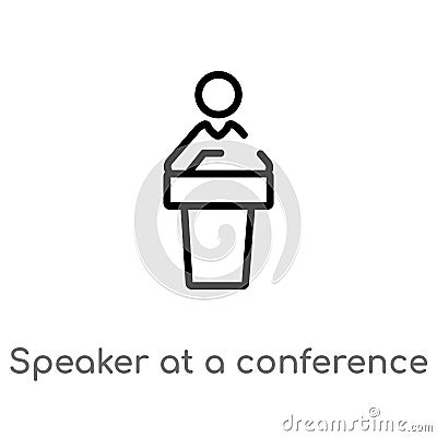 outline speaker at a conference vector icon. isolated black simple line element illustration from people concept. editable vector Vector Illustration