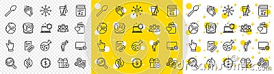 Outline Spoon, Computer security and Love document line icons. For web app. Vector Vector Illustration