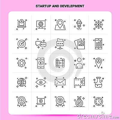 OutLine 25 Startup And Develepment Icon set. Vector Line Style Design Black Icons Set. Linear pictogram pack. Web and Mobile Vector Illustration