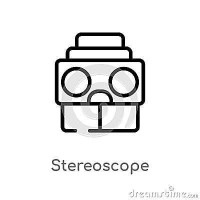 Outline stereoscope vector icon. isolated black simple line element illustration from augmented reality concept. editable vector Vector Illustration