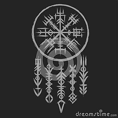 Brushed runic symbol grunge pattern Vector Illustration