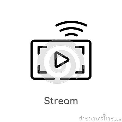 outline stream vector icon. isolated black simple line element illustration from user interface concept. editable vector stroke Vector Illustration