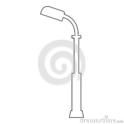 Outline street light silhouette isolated on white background. Vintage street lights. Elements for landscape construction. Vector Vector Illustration