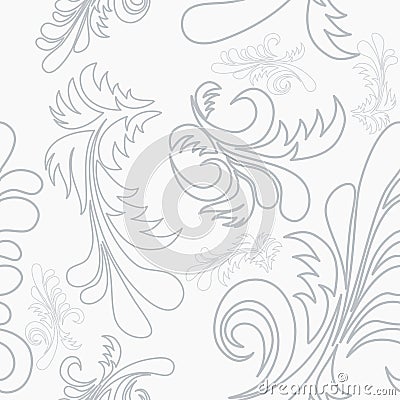 Outline Style Gray Floral Vector Illustration Seamless Pattern Vector Illustration