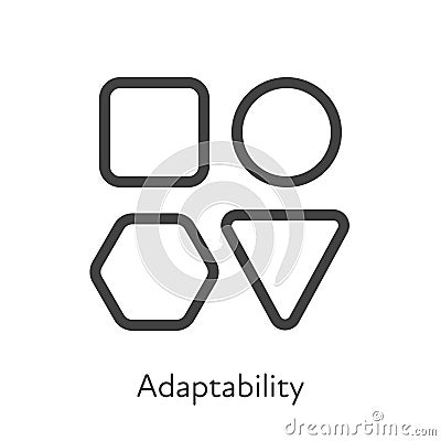 Outline style ui icons soft skill for business collection. Vector black linear illustration. Adaptability. Group of various Vector Illustration
