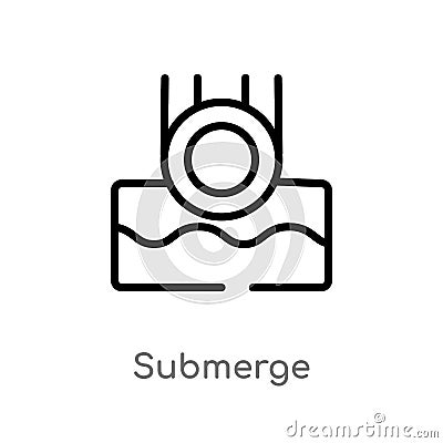 outline submerge vector icon. isolated black simple line element illustration from science concept. editable vector stroke Vector Illustration