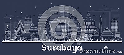 Outline Surabaya Indonesia City Skyline with White Buildings Stock Photo