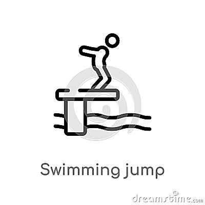 outline swimming jump vector icon. isolated black simple line element illustration from sports concept. editable vector stroke Vector Illustration
