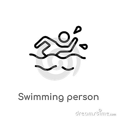 outline swimming person vector icon. isolated black simple line element illustration from summer concept. editable vector stroke Vector Illustration