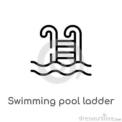 outline swimming pool ladder vector icon. isolated black simple line element illustration from summer concept. editable vector Vector Illustration