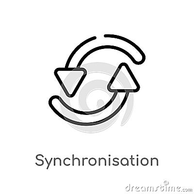 outline synchronisation vector icon. isolated black simple line element illustration from user interface concept. editable vector Vector Illustration