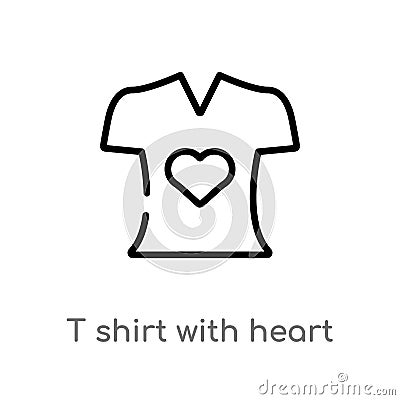 outline t shirt with heart vector icon. isolated black simple line element illustration from fashion concept. editable vector Vector Illustration