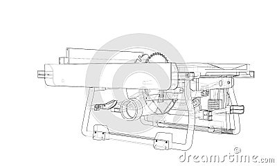 Outline table saw for woodwork Cartoon Illustration