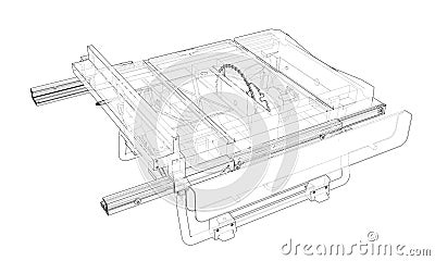 Outline table saw for woodwork Cartoon Illustration