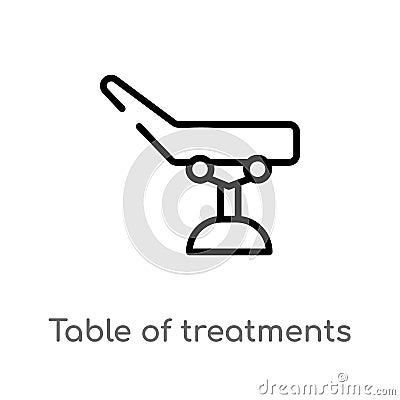 outline table of treatments vector icon. isolated black simple line element illustration from medical concept. editable vector Vector Illustration