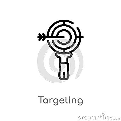 outline targeting vector icon. isolated black simple line element illustration from search engine optimization concept. editable Vector Illustration