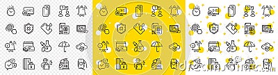 Outline Teamwork questions, Cogwheel settings and Cloud computing line icons. For web app. Vector Stock Photo