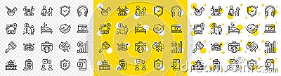 Outline Teamwork, Seo laptop and Ab testing line icons. For web app. Vector Stock Photo