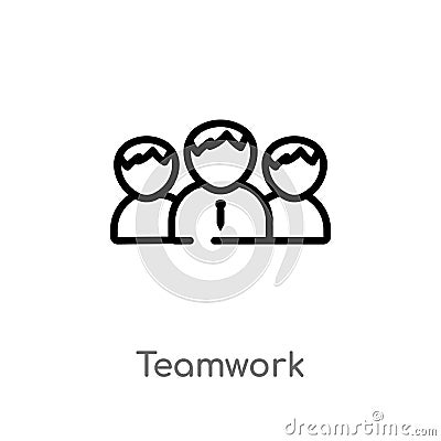 outline teamwork vector icon. isolated black simple line element illustration from strategy concept. editable vector stroke Vector Illustration