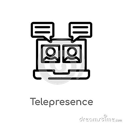 Outline telepresence vector icon. isolated black simple line element illustration from augmented reality concept. editable vector Vector Illustration