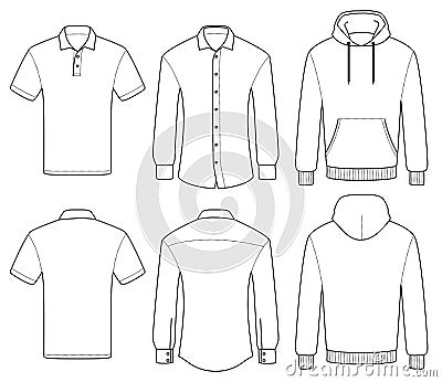 Outline template polo, shirt and hoody Stock Photo