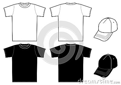 Outline template shirt and cap Stock Photo