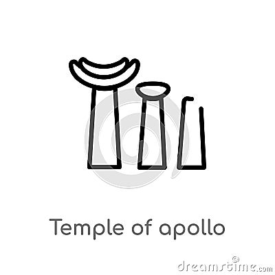 outline temple of apollo vector icon. isolated black simple line element illustration from monuments concept. editable vector Vector Illustration