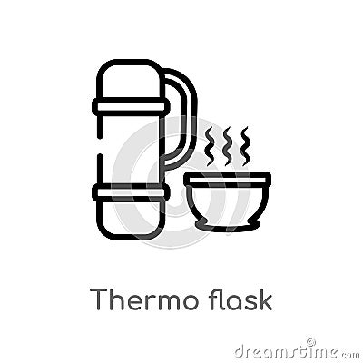 outline thermo flask vector icon. isolated black simple line element illustration from food concept. editable vector stroke thermo Vector Illustration