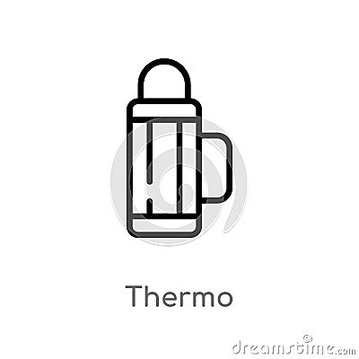 outline thermo vector icon. isolated black simple line element illustration from camping concept. editable vector stroke thermo Vector Illustration