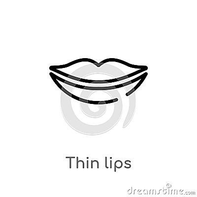 outline thin lips vector icon. isolated black simple line element illustration from human body parts concept. editable vector Vector Illustration