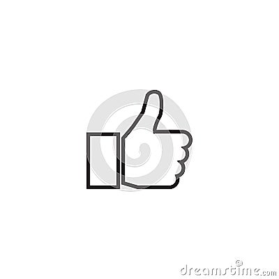 Outline Thumb up Icon isolated on grey background. Line Like symbol for web site design Vector Illustration