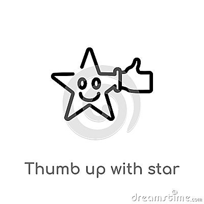 outline thumb up with star vector icon. isolated black simple line element illustration from cinema concept. editable vector Vector Illustration