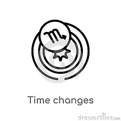 outline time changes vector icon. isolated black simple line element illustration from zodiac concept. editable vector stroke time Vector Illustration