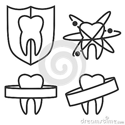 Outline tooth icons Vector Illustration