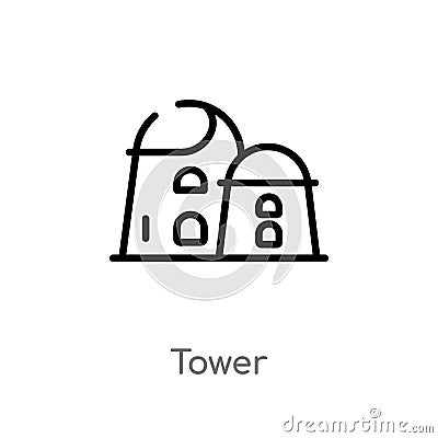 outline tower vector icon. isolated black simple line element illustration from desert concept. editable vector stroke tower icon Vector Illustration