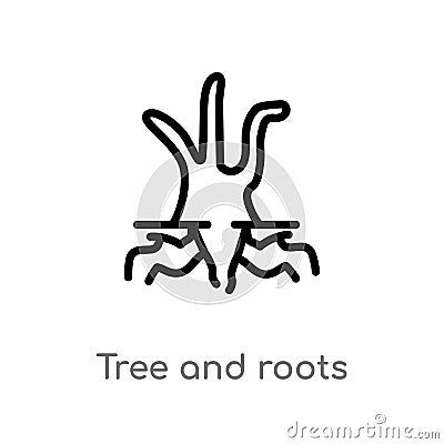 outline tree and roots vector icon. isolated black simple line element illustration from ecology concept. editable vector stroke Vector Illustration