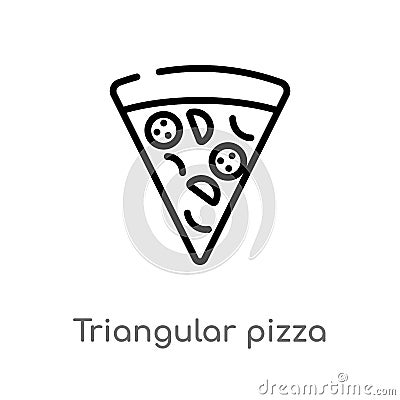 outline triangular pizza slice vector icon. isolated black simple line element illustration from food concept. editable vector Vector Illustration