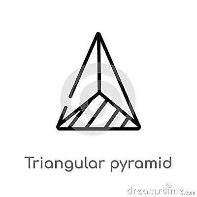 outline triangular pyramid from top view vector icon. isolated black simple line element illustration from shapes concept. Vector Illustration